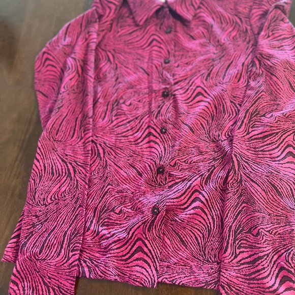 Zara Geometric Jacquard Shirt in Magenta/Black - Size M *New with tags* - Picture 8 of 11